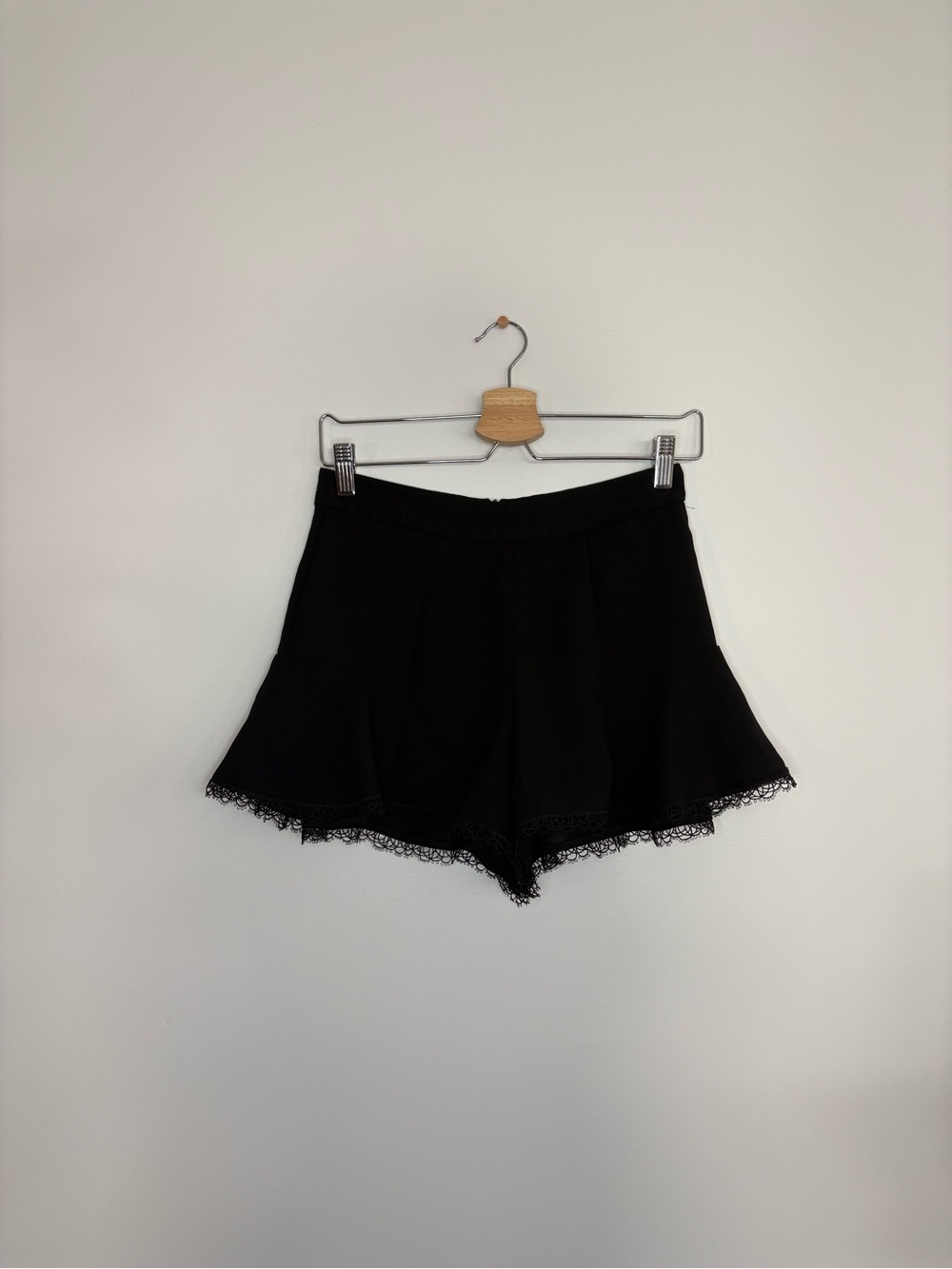 High-Waist Black Lace-Trim Shorts